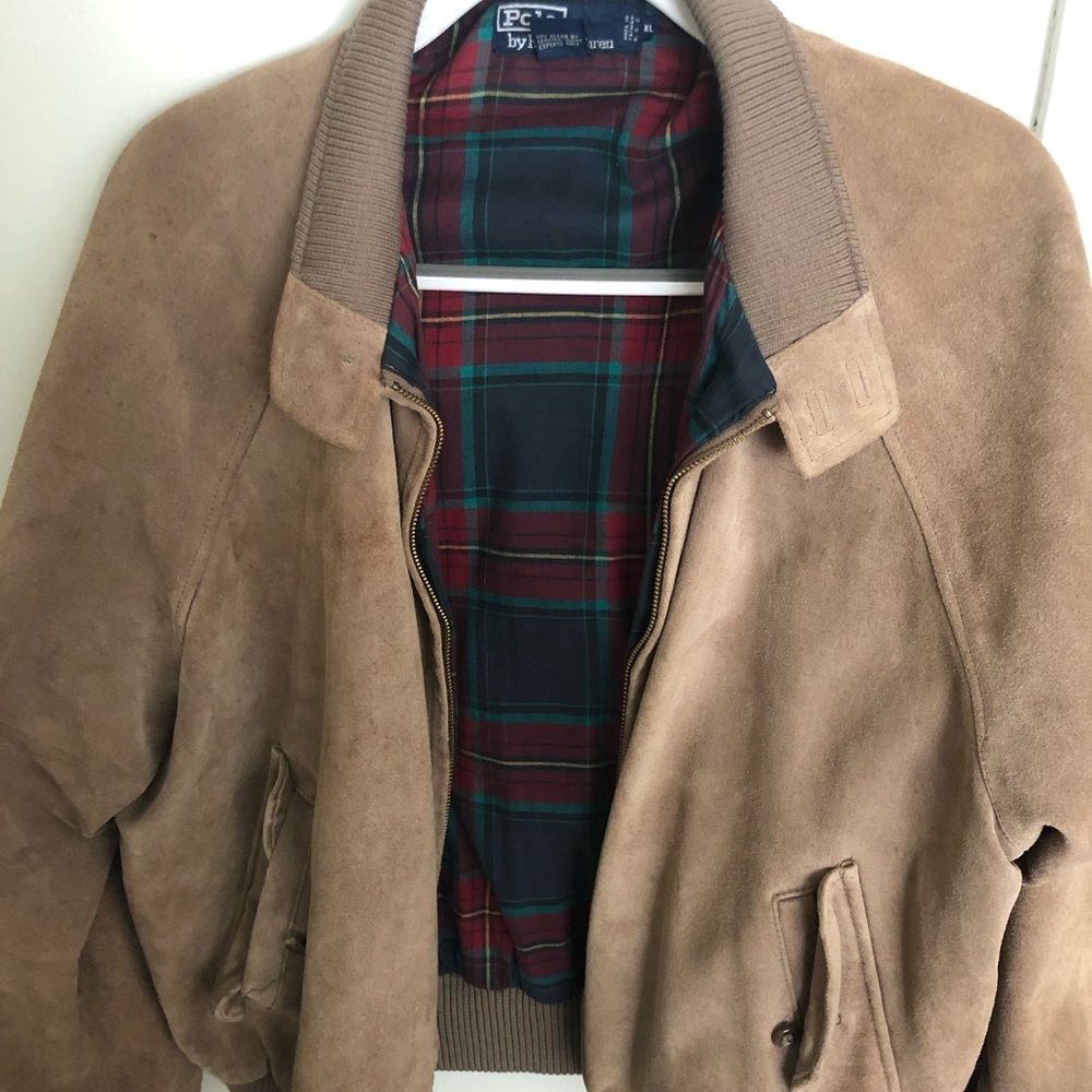 Vintage Polo Tan Suede Bomber Jacket